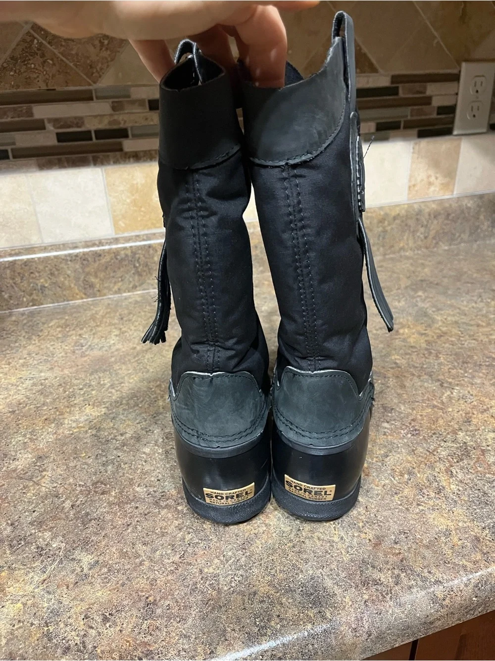 RARE Vintage Sorel Made in Canada Black Tassel Rubber Snow Boots Women’s 8